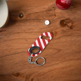 Rotweiße Diagonalstreifen Mini Flaschenöffner