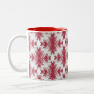 Rotweiße Ikat geometrisch ethnisch stilvoll Zweifarbige Tasse