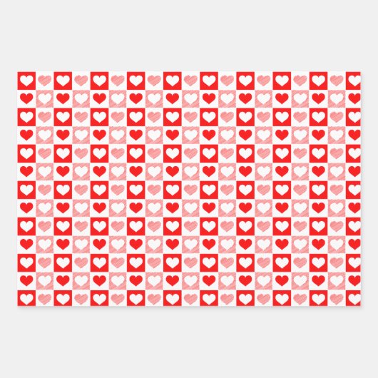 Rotweiße Liebe Herz Valentinstag Geschenkpapier Set (Vorderseite 3)