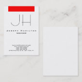 Rotweiße, moderne, schlichte Monografie Visitenkarte (Vorne/Hinten)