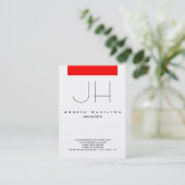 Rotweiße, moderne, schlichte Monografie Visitenkarte (Stehend Vorderseite)