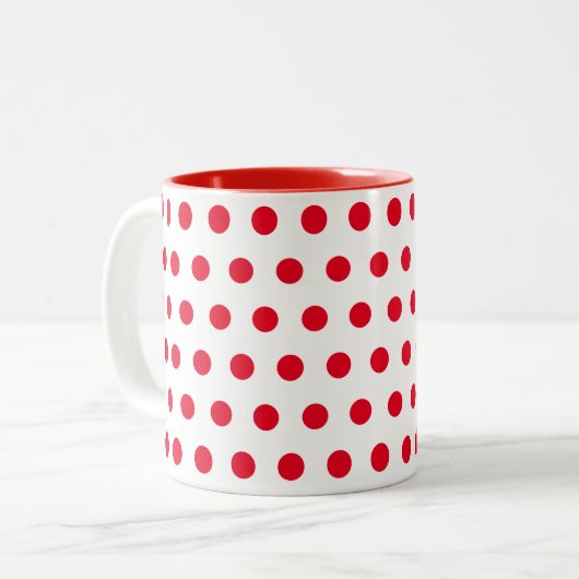 Rotweiße Polka Punkte Zweifarbige Tasse (Vorderseite Links)