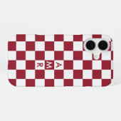 Rotweiße Prüfmuster mit Monogramm iPhone 16 Hülle (Rückseite (Horizontal))