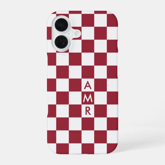 Rotweiße Prüfmuster mit Monogramm iPhone 16 Hülle (Rückseite)
