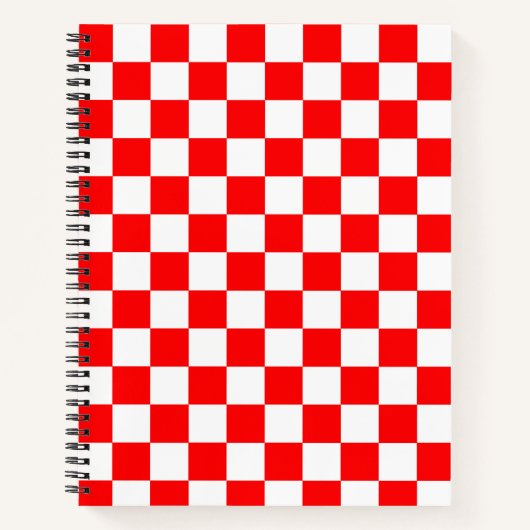 Rotweiße Schachtel-Karo-Muster Notizblock (Vorderseite)