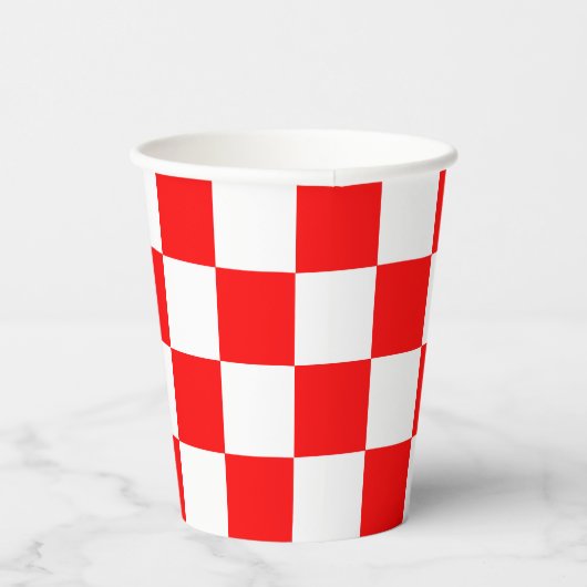 Rotweiße Schachtel-Karo-Muster Pappbecher (Rechts)