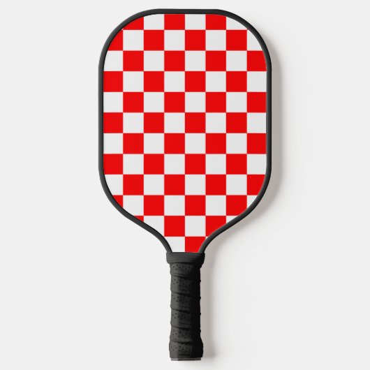 Rotweiße Schachtel-Karo-Muster Pickleball Schläger (Vorderseite)