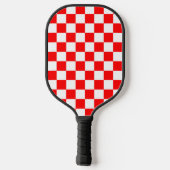 Rotweiße Schachtel-Karo-Muster Pickleball Schläger (Rückseite)