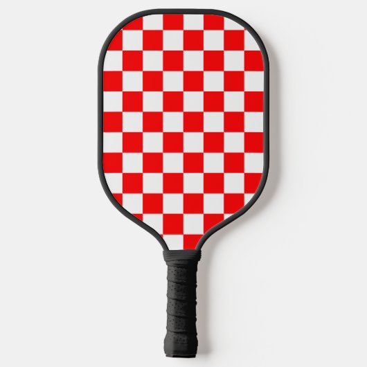Rotweiße Schachtel-Karo-Muster Pickleball Schläger (Rückseite)