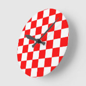 Rotweiße Schachtel-Karo-Muster Runde Wanduhr (Winkel)