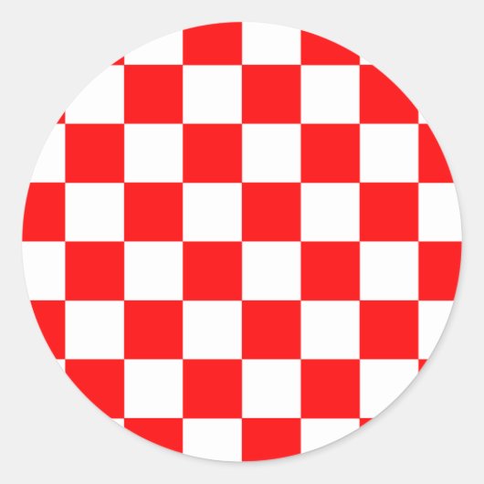 Rotweiße Schachtel-Karo-Muster Runder Aufkleber (Vorderseite)