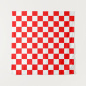 Rotweiße Schachtel-Karo-Muster Wandteppich (Vorderseite (Horizontal))