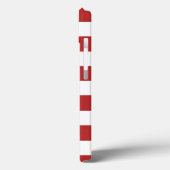 Rotweiße Streifen Muster, Navy Blue Monogram Case-Mate iPhone Hülle (Rückseite / Links)