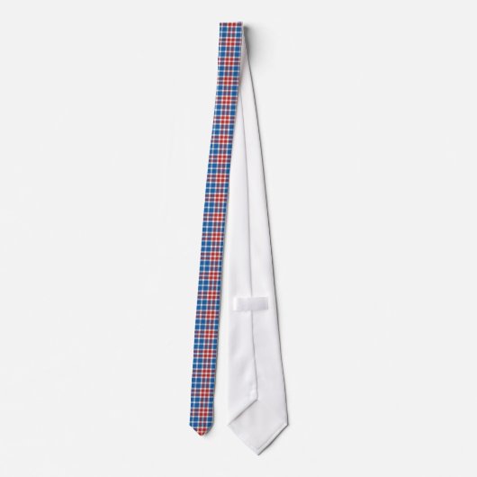 Rotweiße und blaue Karierte Muster Neckties Krawatte (Rückseite)