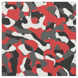 Rotweiße und schwarze Camouflage Druckmuster Stoff