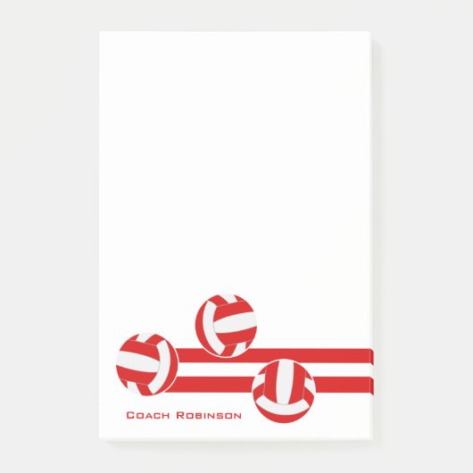 Rotweiße Volleyballs Name des Coaches Post-it Klebezettel (Vorderseite)