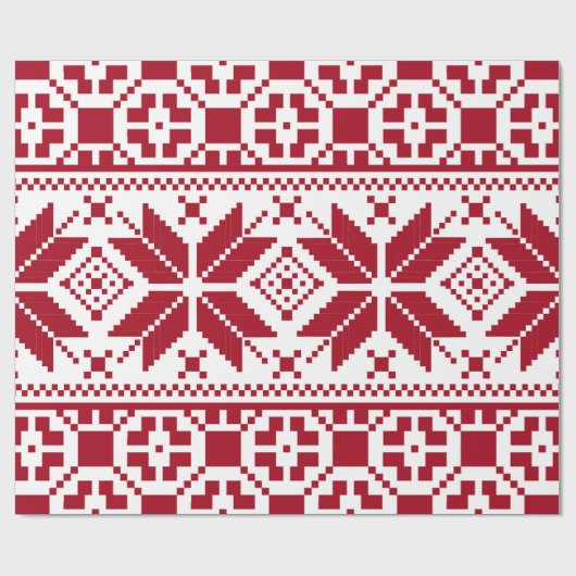 Rotweiße Weihnachtsmuster für Stricks Geschenkpapier (Flach)