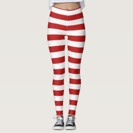 Rotweiße Zuckerrohrstreifen, Weihnachtsmuster Leggings