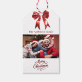 Rotweißer Bogen Foto Weihnachten Geschenkanhänger (Vorderseite)