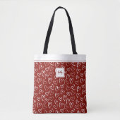 Rotweißes Herzmuster Monogramm Tote Beutel Tasche (Vorderseite)
