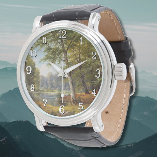Rotwild am Waldteich Armbanduhr (Von Creator hochgeladen)