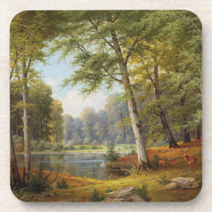 Rotwild am Waldteich Getränkeuntersetzer