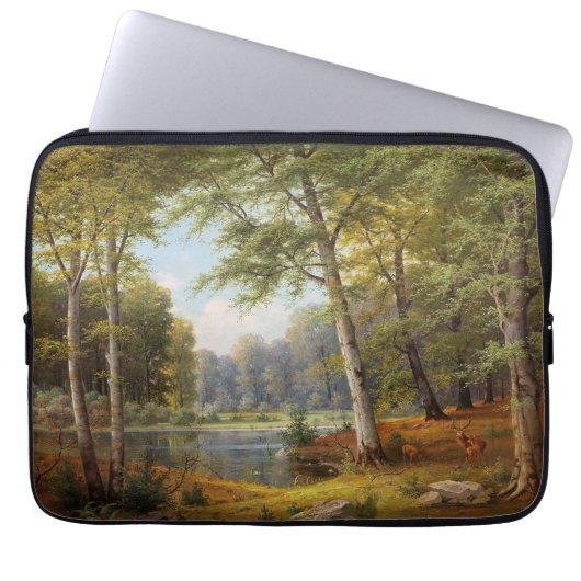 Rotwild am Waldteich Laptopschutzhülle (Vorderseite)