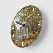 Rotwild am Waldteich Runde Wanduhr (Winkel)