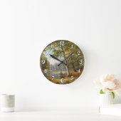 Rotwild am Waldteich Runde Wanduhr (Zuhause)