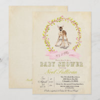 Rotwild-Babyparty-Mädchen-Einladung