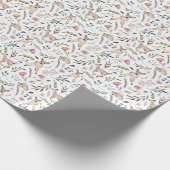 Rotwild, Blätter und Blumen Verpackungs-Papier Geschenkpapier (Ecke)