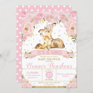 Rotwild-BlumenBabyparty-Einladungs-Mädchen Einladung