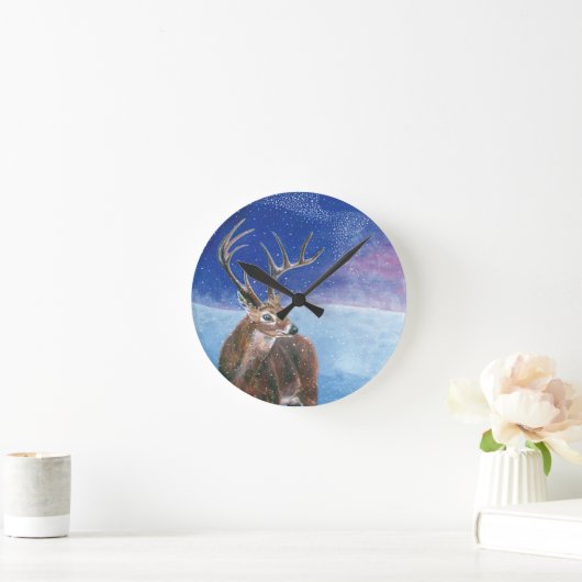 Rotwild (Cervus elaphus) Runde Wanduhr (Zuhause)