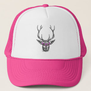 Rotwild, die rosa Sonnenbrille tragen Truckerkappe