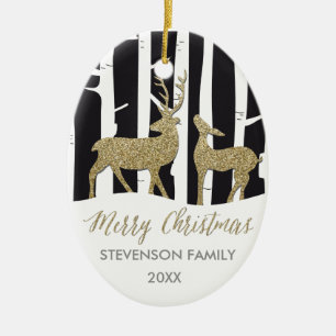 Rotwild-Fotoverzierung der frohen Weihnachten Keramik Ornament