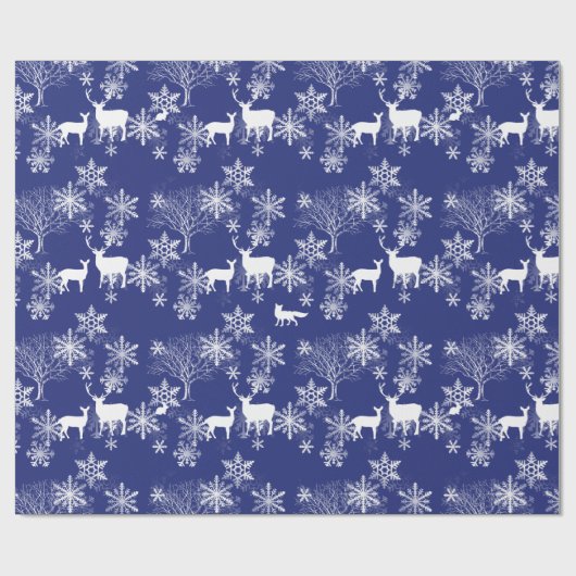 Rotwild-HäschenFox im Holz im Schnee auf blauer Geschenkpapier (Flach)