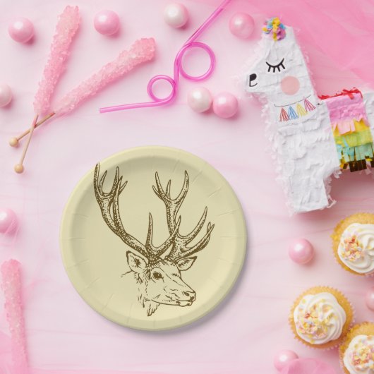 Rotwild-Hauptillustrations-Grafik Pappteller (Party)