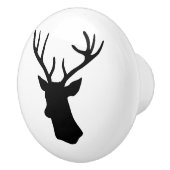 Rotwild-Hirsch-Kopfschwarzweiss-Silhouette Keramikknauf (Rechts)