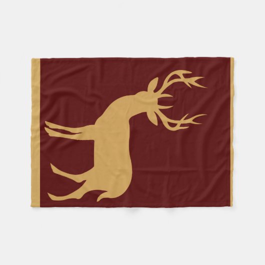 Rotwild-Hirsch-Silhouette | Burgunder Tan Fleecedecke (Vorderseite (Horizontal))