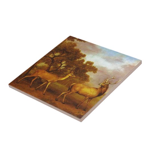 Rotwild-Hirsch und Hinter durch George Stubbs Fliese (Seite)