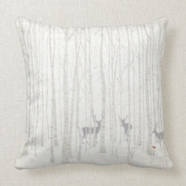 Rotwild im Birken-Holz-Wurfs-Kissen Kissen