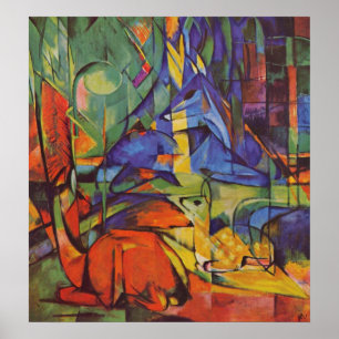 Rotwild im Wald durch Franz Marc Poster
