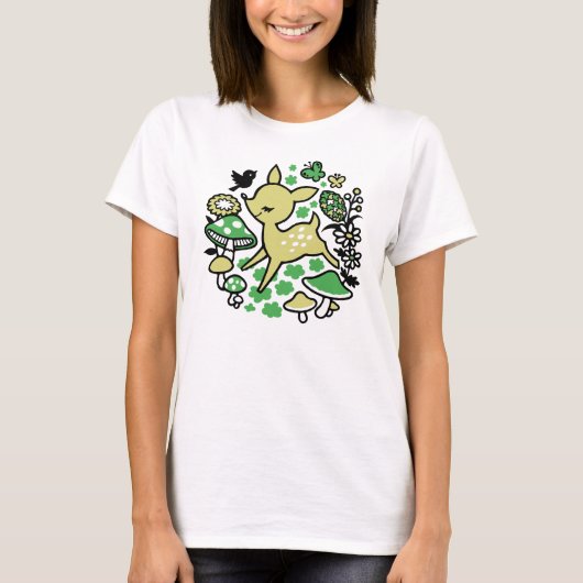 Rotwild im Wald -grün T-Shirt (Vorderseite)