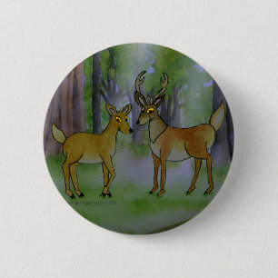Rotwild im Waldknopf Button