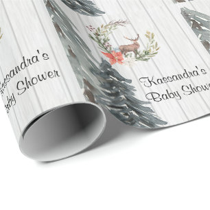 Rotwild in der Winter-Grün-Babyparty Geschenkpapier
