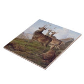 Rotwild in einer Hochland-Landschaft, 1872 (Öl Fliese (Seite)