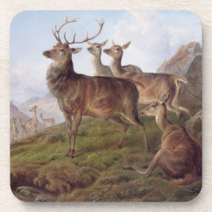 Rotwild in einer Hochland-Landschaft, 1872 (Öl Getränkeuntersetzer