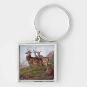 Rotwild in einer Hochland-Landschaft, 1872 (Öl Schlüsselanhänger