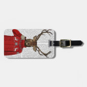 Rotwild in Ski-Strickjacke 2 Gepäckanhänger (Vorderseite horizontal)