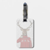 Rotwild in Ski-Strickjacke 2 Gepäckanhänger (Rückseite vertikal)